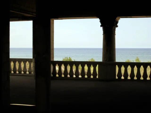 Lake Michigan viewed through the Gary Aquatorium, photographed in 2009.